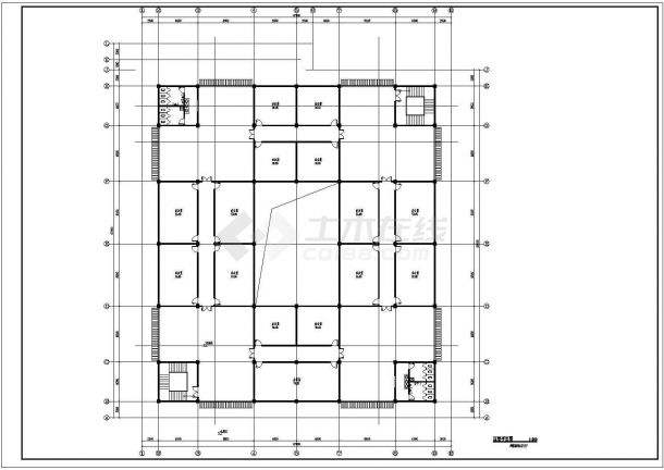 现代仿古建筑服务中心cad建筑设计施工图-图二