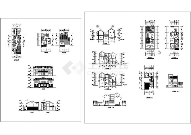 9.6米三层小面宽联建房户型设计方案图-图一