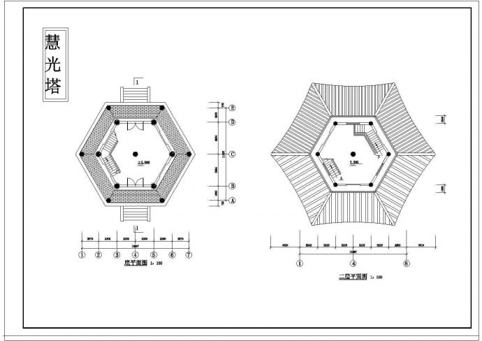 砖混结构古塔建筑cad设计施工图纸_图1