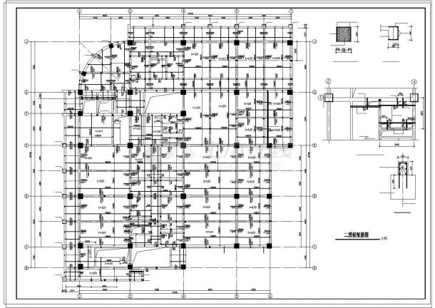某框架结构商厦结构cad图纸-图二