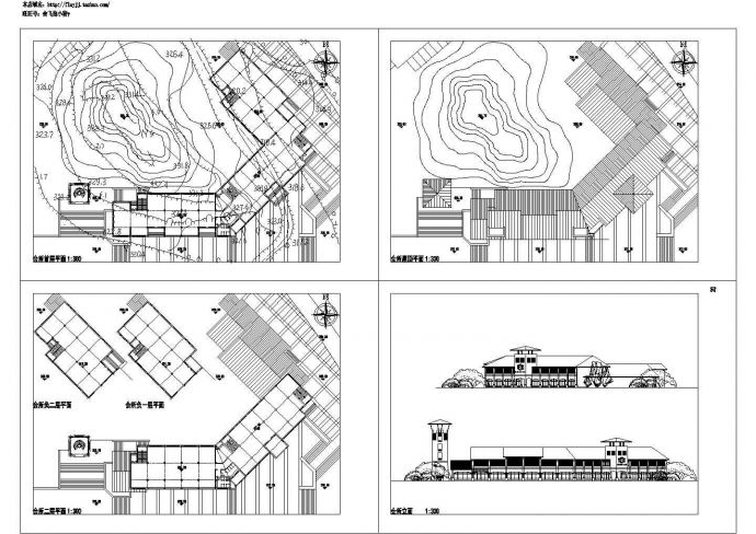 地下2地上2层别墅区会所建筑初步设计方案设计_图1