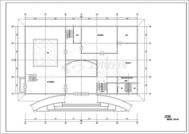 某地区展览馆建筑设计CAD图纸-图二