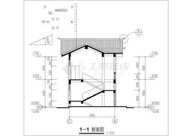 青城山民居商店建筑设计CAD施工图-图一