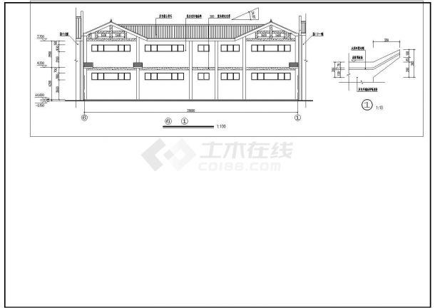 青城山民居商店建筑设计CAD施工图-图二