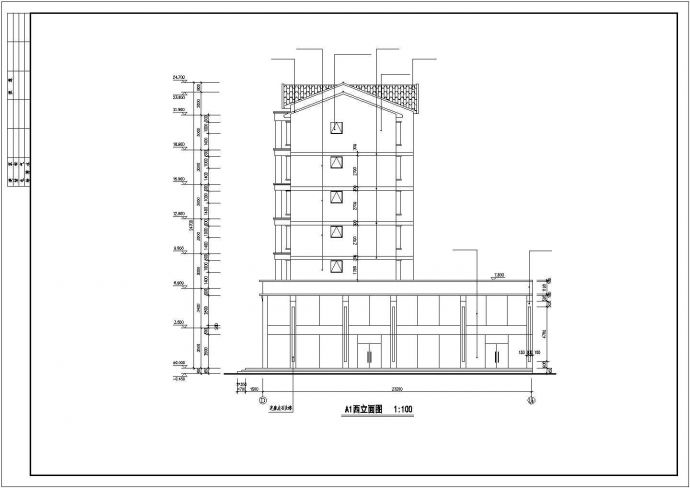 4900平米6+1层框架结构商住楼全套建筑设计CAD图纸（1-2层商用）_图1