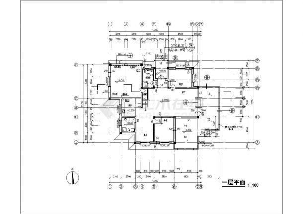 某二层带阁楼层框架结构独栋别墅设计cad全套建筑施工图（含设计说明）-图二
