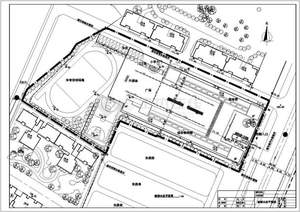 6547平四层框架综合教学楼施工cad图纸，共五张-图一