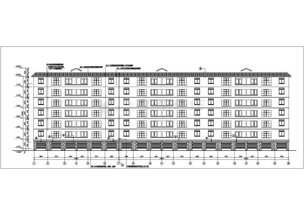 4800平米7层砖混结构住宅楼平立剖面设计CAD图纸（底层车库）-图一