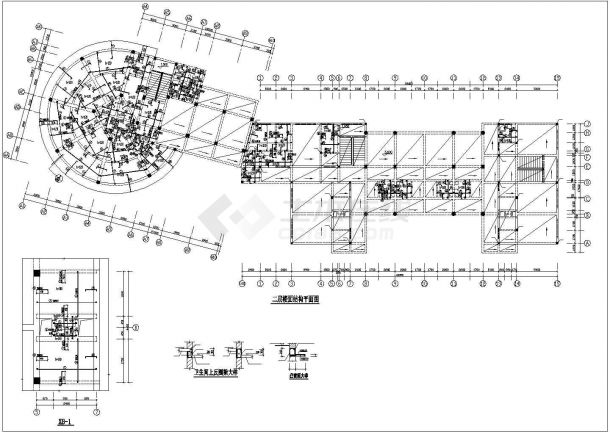 某三层烟厂招待所框架结构cad设计图纸-图二