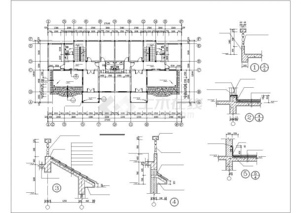 杭州市某别墅区3层框架结构双拼别墅建筑设计CAD图纸（每户350平米）-图一