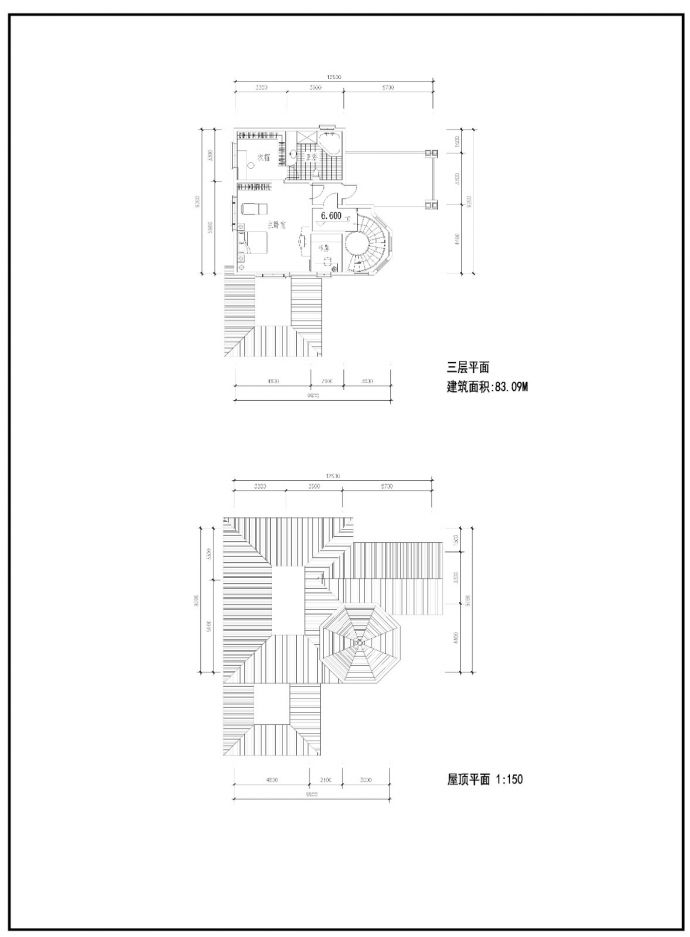 3层私人别墅建筑cad设计图纸_图1