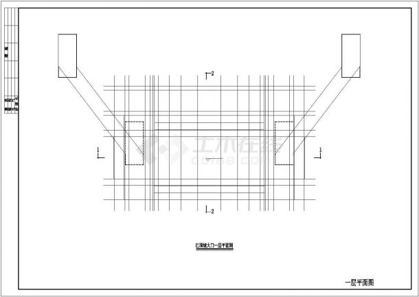 某钢筋混凝土结构古城门设计cad全套建筑施工图（ 含设计说明）-图一