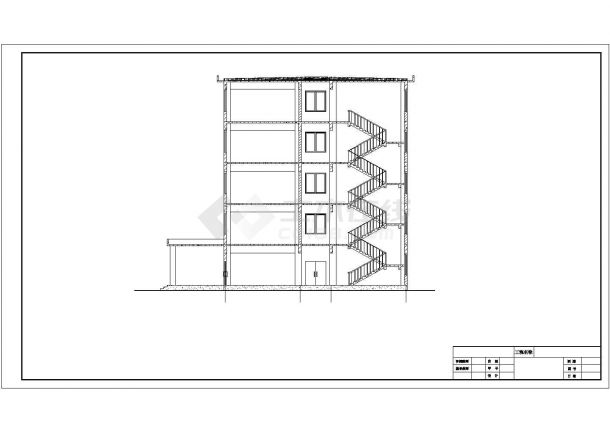 昆明市某单位4300平米五层框架结构办公楼平立剖面设计CAD图纸-图二