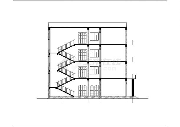 河南某大学4300平米四层框架结构行政办公楼建筑设计CAD图纸-图二
