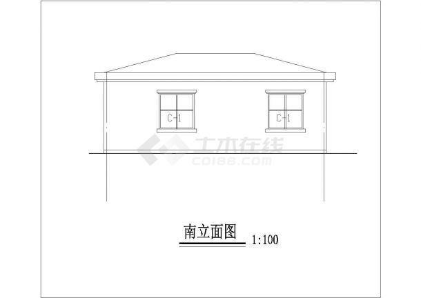 北京某市政单位62层单层砖混结构门卫室建筑设计CAD图纸-图一