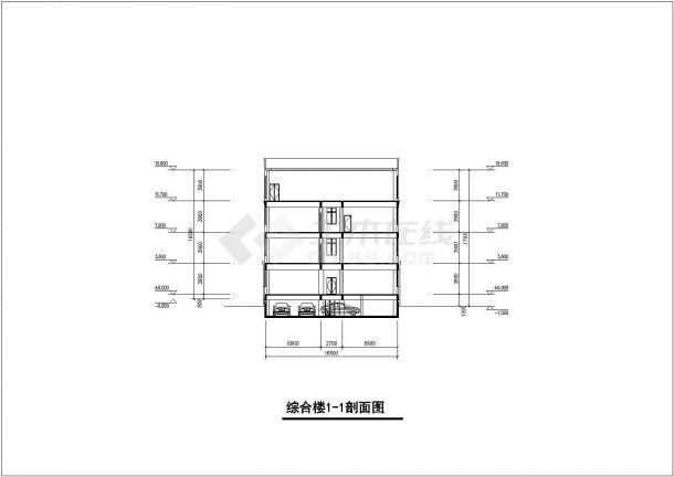 杭州某附属中学4100平米4层框架信息+办公综合楼平剖面设计CAD图纸-图一