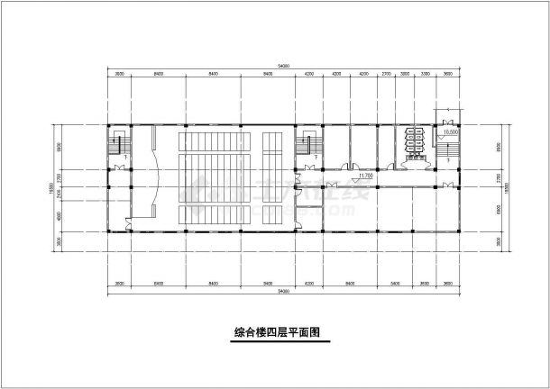 杭州某附属中学4100平米4层框架信息+办公综合楼平剖面设计CAD图纸-图二