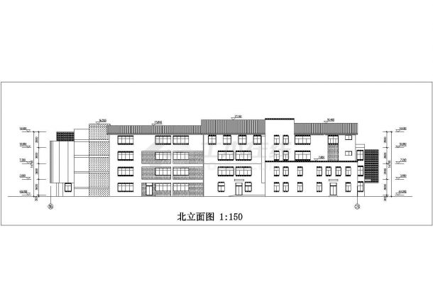 天津市某结构4600平米4层框架社区幼儿园平立剖面设计CAD图纸-图二