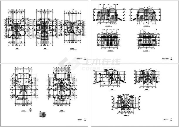 某12.311米三层双拼别墅建筑设计方案图-图一