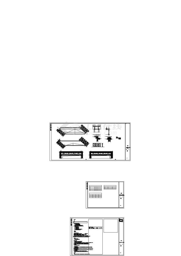 某32米跨橡胶支座桁架式钢连廊建筑、结构施工图-图一