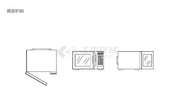 CAD图库 - 电器类 - 微波炉及烤箱（15种，45个块，有遮罩）CAD图-图一