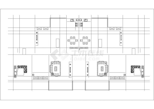 天津某小区两套每户137平户型设计CAD图纸（1梯两户）-图一