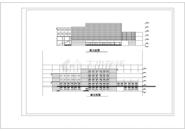 一大型城市展览馆建筑平剖面详图-图二