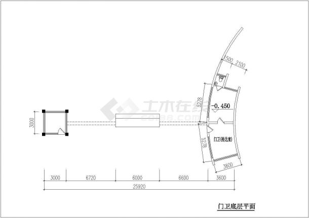 南宁市某实验学校1300平米单层钢框架结构体育馆平立剖面设计CAD图纸-图一