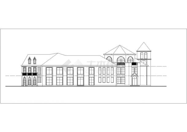 扬州某小区2860平米2层框架结构社区幼儿园平立剖面设计CAD图纸-图一