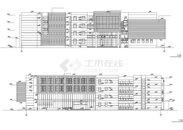 某中学5500平米四层框架教学楼平立剖面设计CAD图纸（含总图）-图一
