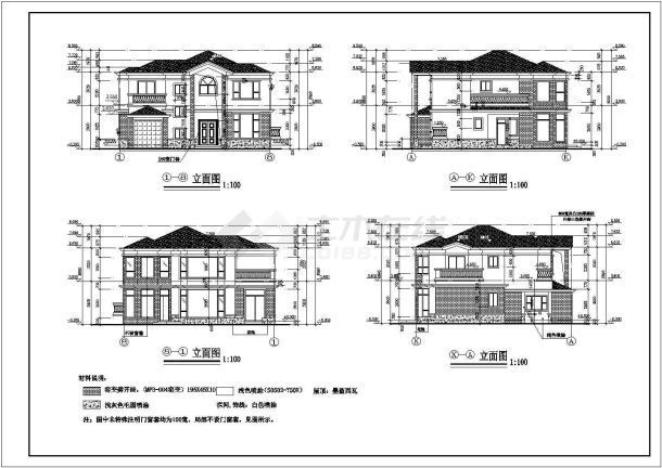 某二层框架结构简约型小别墅设计cad建筑施工图（含设计说明）-图一