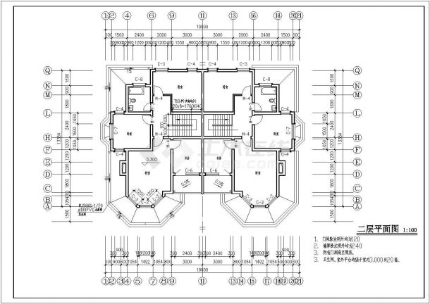 某二层砖混结构住宅别墅设计cad全套建筑施工图（含设计说明）-图二
