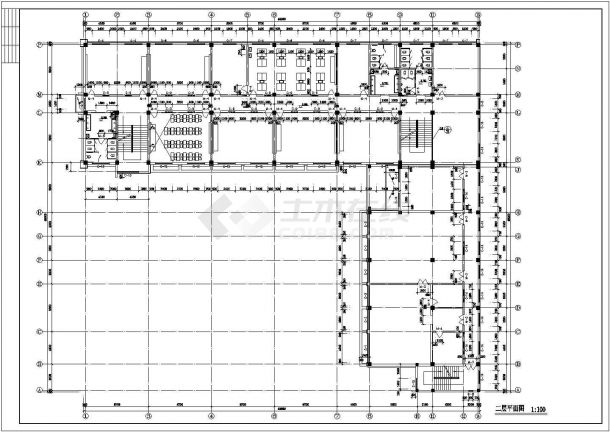 扬州市某小学占地1360平米4层框架结构教学楼建筑设计CAD图纸-图二