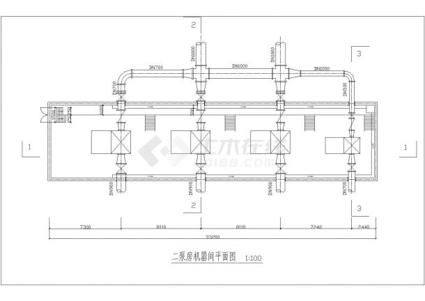 【学士】某建筑工程学院杨村供水厂工艺设计图纸-图二