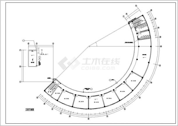 某国际中学8100平米五层框架结构学生食堂建筑设计CAD图纸-图一