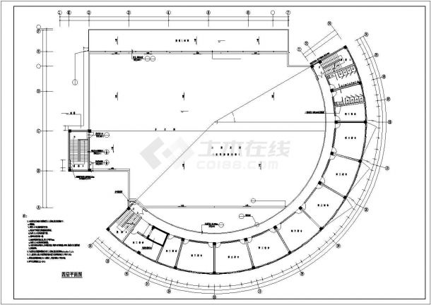 某国际中学8100平米五层框架结构学生食堂建筑设计CAD图纸-图二