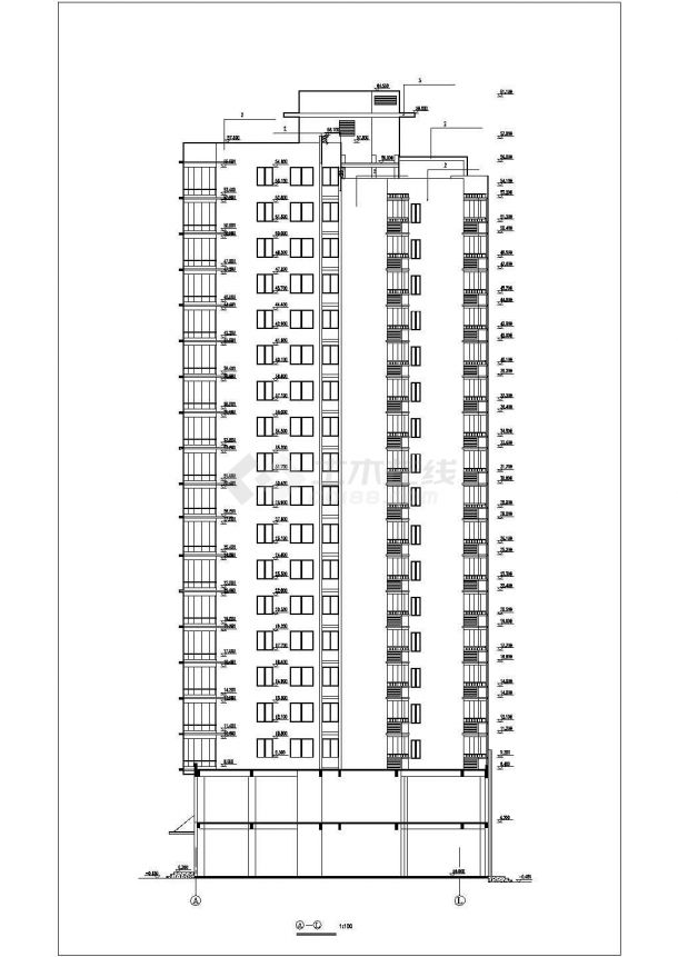 1.5万平米18层框剪结构商住楼全套建筑设计CAD图纸（1-2层商用）-图一