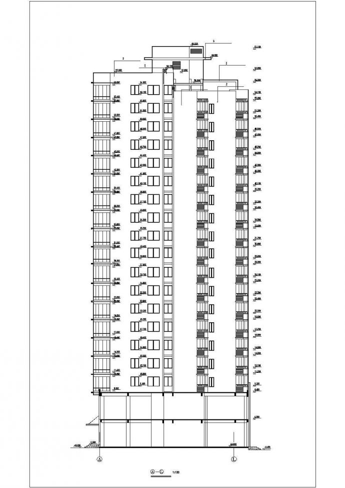 1.5万平米18层框剪结构商住楼全套建筑设计CAD图纸（1-2层商用）_图1