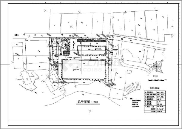 某工业厂房（用地面积6399.62㎡）规划设计cad施工总平面图（含经济技术指标）-图二