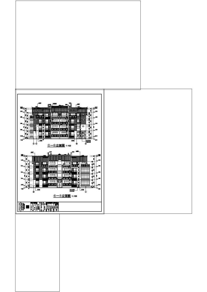 某地4层框架结构仿古住宅建筑cad施工图纸_图1