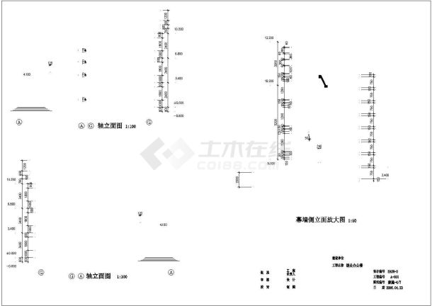 办公楼设计_某地上三层办公楼建筑设计cad方案图（总面积1460㎡）-图一