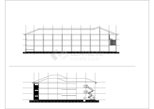 洛阳某职业学院1万平米3层框架结构学生食堂建筑CAD设计图纸-图一