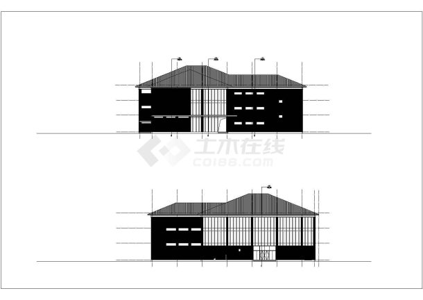 洛阳某职业学院1万平米3层框架结构学生食堂建筑CAD设计图纸-图二