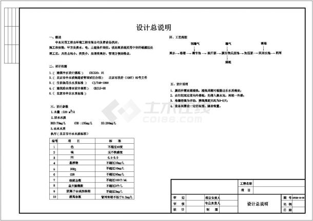 某中水回用处理工程（中空纤维膜法）设计cad全套工艺施工图（ 含设计说明）-图一