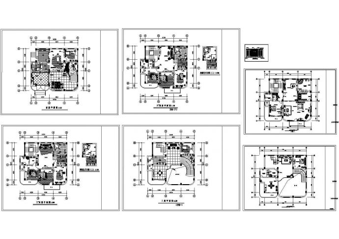 四层欧美别墅室内装修设计施工cad图纸，共七张_图1