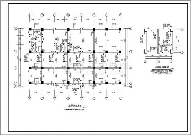某多层宾馆附房设计cad全套结构施工图（含设计说明，含2个附房及停车场设计）-图二
