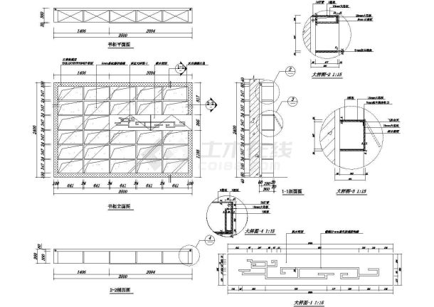 某公司书柜CAD设计详图-图一