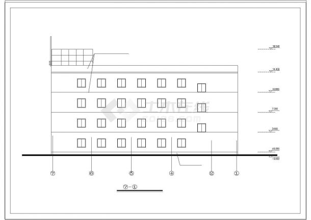 某砖混结构四层学校教学楼建筑cad方案图（高19米）-图一