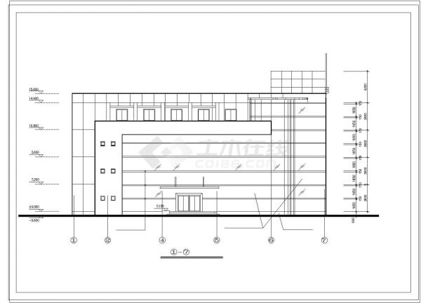 某砖混结构四层学校教学楼建筑cad方案图（高19米）-图二