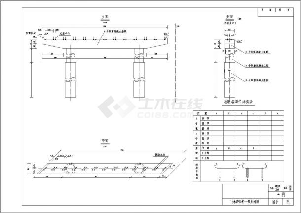 某双柱桥墩构造施工设计CAD布置图-图二